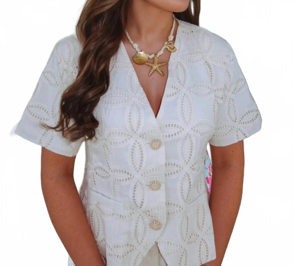 NEW STRUT & BOLT rowan eyelet top in cream